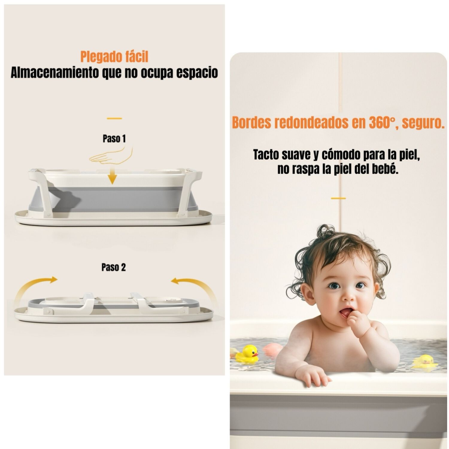 Ba&ntilde;era Plegable Con Term&oacute;metro Cojin Y M&aacute;s Accesorios Rosada image number 2.0