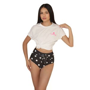 Calzon Bottom De Ba&ntilde;o Talle Alto Control Lunares Gloriahoon