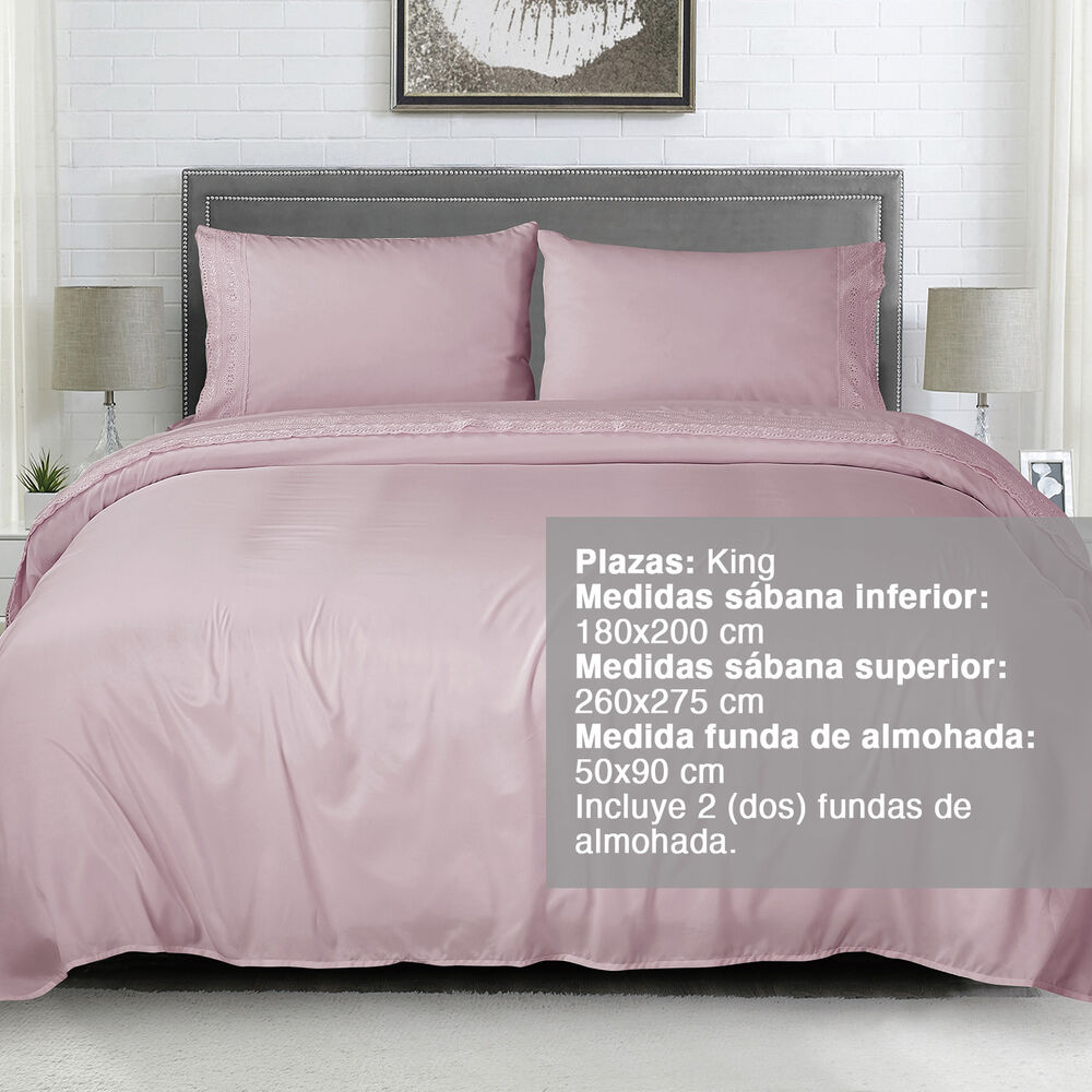 Sábana Broderie King Palo Rosa image number 1.0