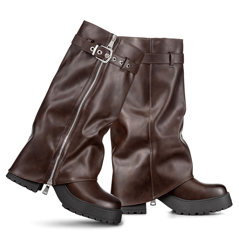 Botas Largas Mujer De Moda Eco Cuero Vintage Weide Czy603 image number 5.0