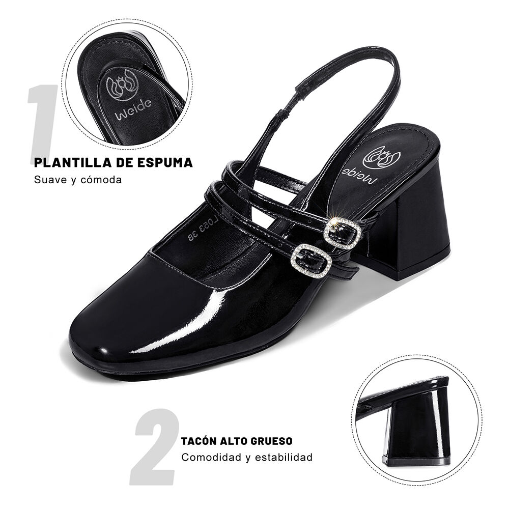 Zapato Taco Talón Descubierto Elegante Mujer Weide Yl053 image number 5.0