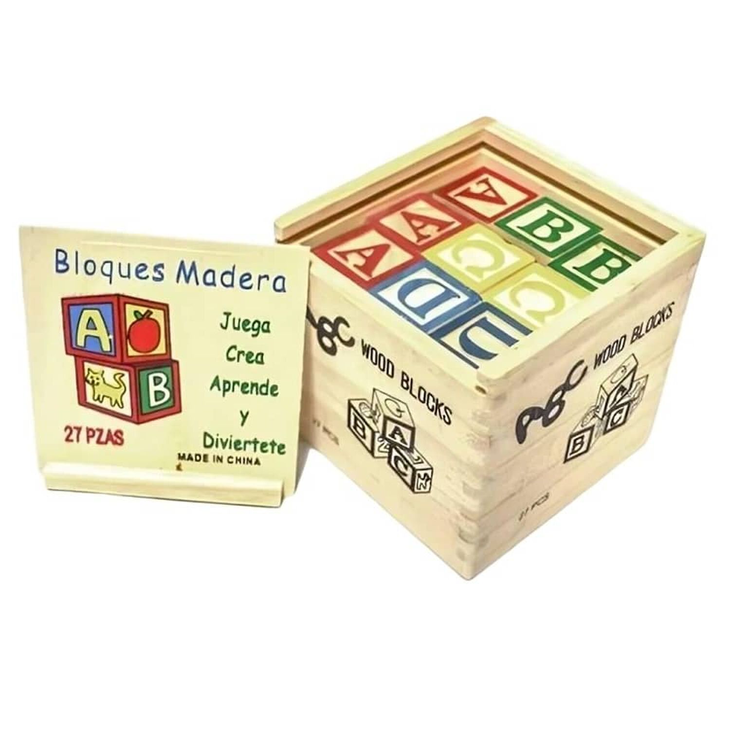 Cubo De Madera 27 Piezas Juguete Didactico Letras Y Numero image number 1.0