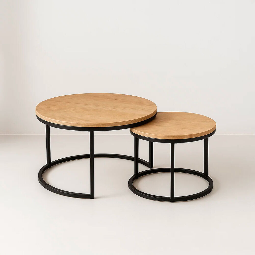 Juego De Mesas De Centro Anidadas - Madera Clara image number 0.0