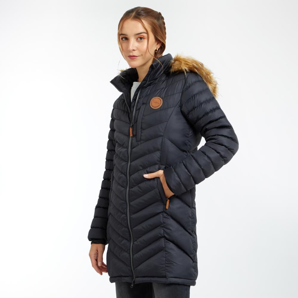 Parka Larga Cuello Alto Con Capucha Desmontable Y Pelos Mujer Freedom image number 2.0