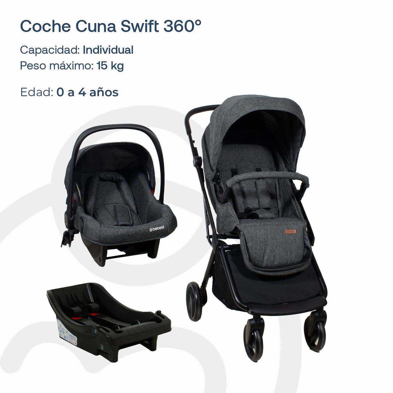 Coche Travel System Swift 360 Gris image number 4.0