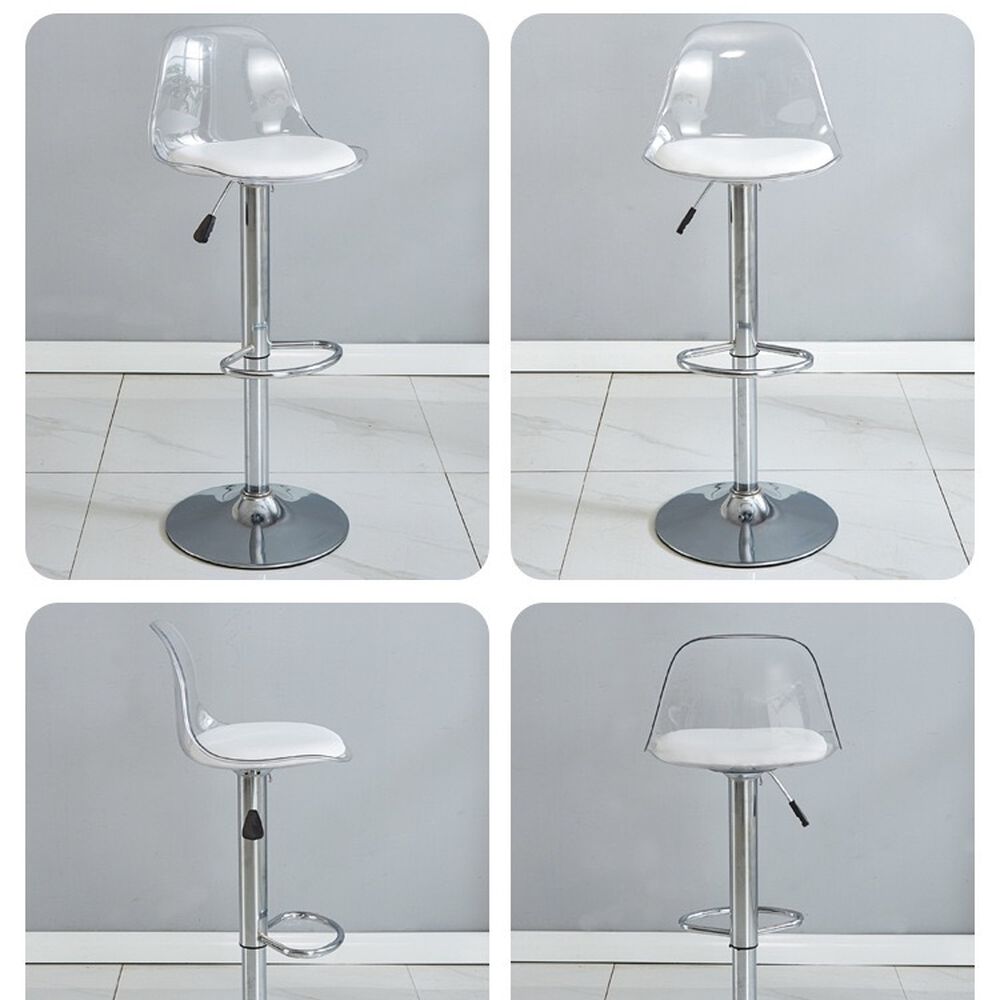 Pack 2 Sillas Piso Bar Blancas Altura Regulable Con Respaldo image number 2.0