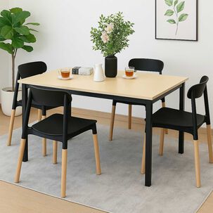 Juego De Comedor New York + 4 Sillas Lisboa Negras