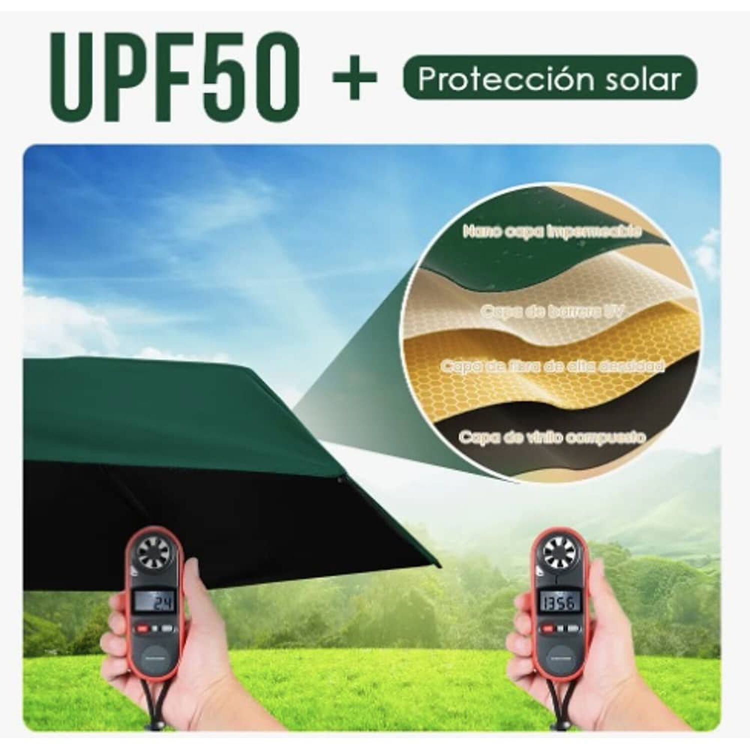 Mini Paragua Plegable Port&aacute;til Anti-uv Verde image number 1.0
