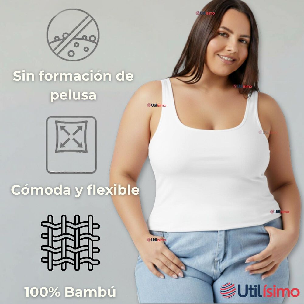 Polera Camiseta Sin Mangas Fibra De Bambú Básica Lisa Elástica Mujer Colores Surtidos image number 7.0