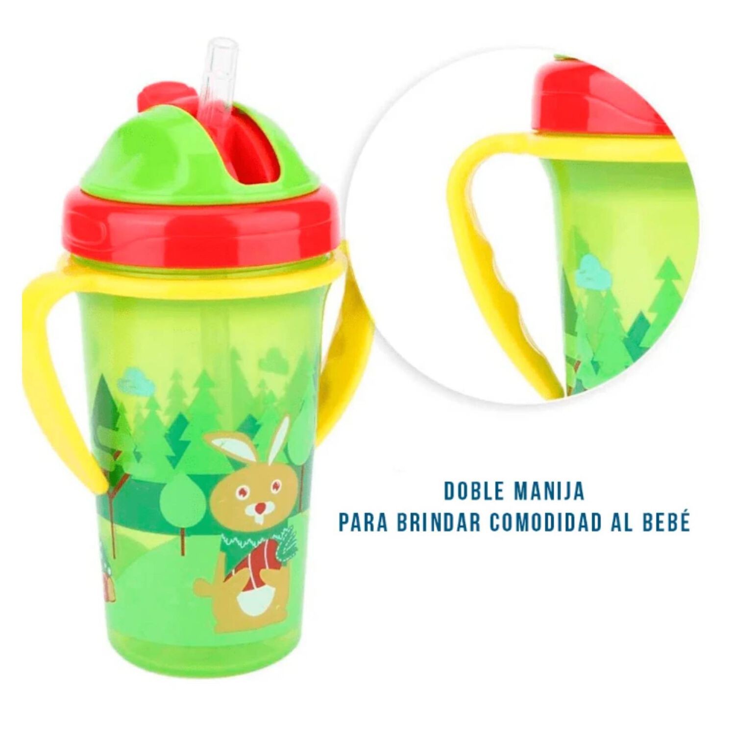 Vaso Antiderrame Con Manijas Y Bombilla Beb&eacute; 300ml image number 2.0