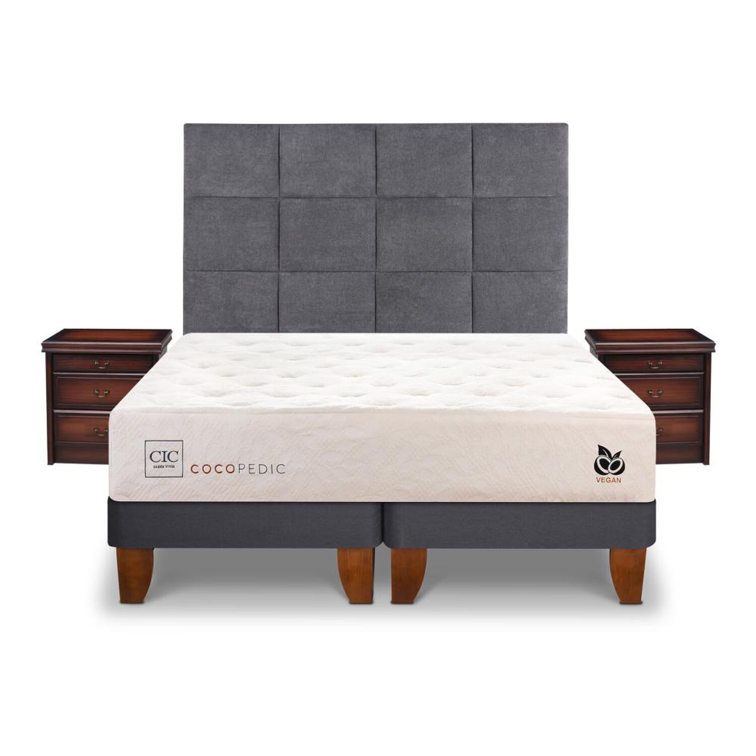 Cama Europea Cic Cocopedic / King / Base Dividida + Set De Maderas image number 0.0