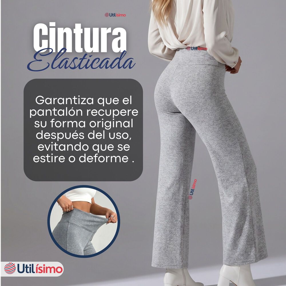 Calza Polar Con Chiporro Palazzo Mujer Elasticada T&eacute;rmica Gris Melange image number 6.0