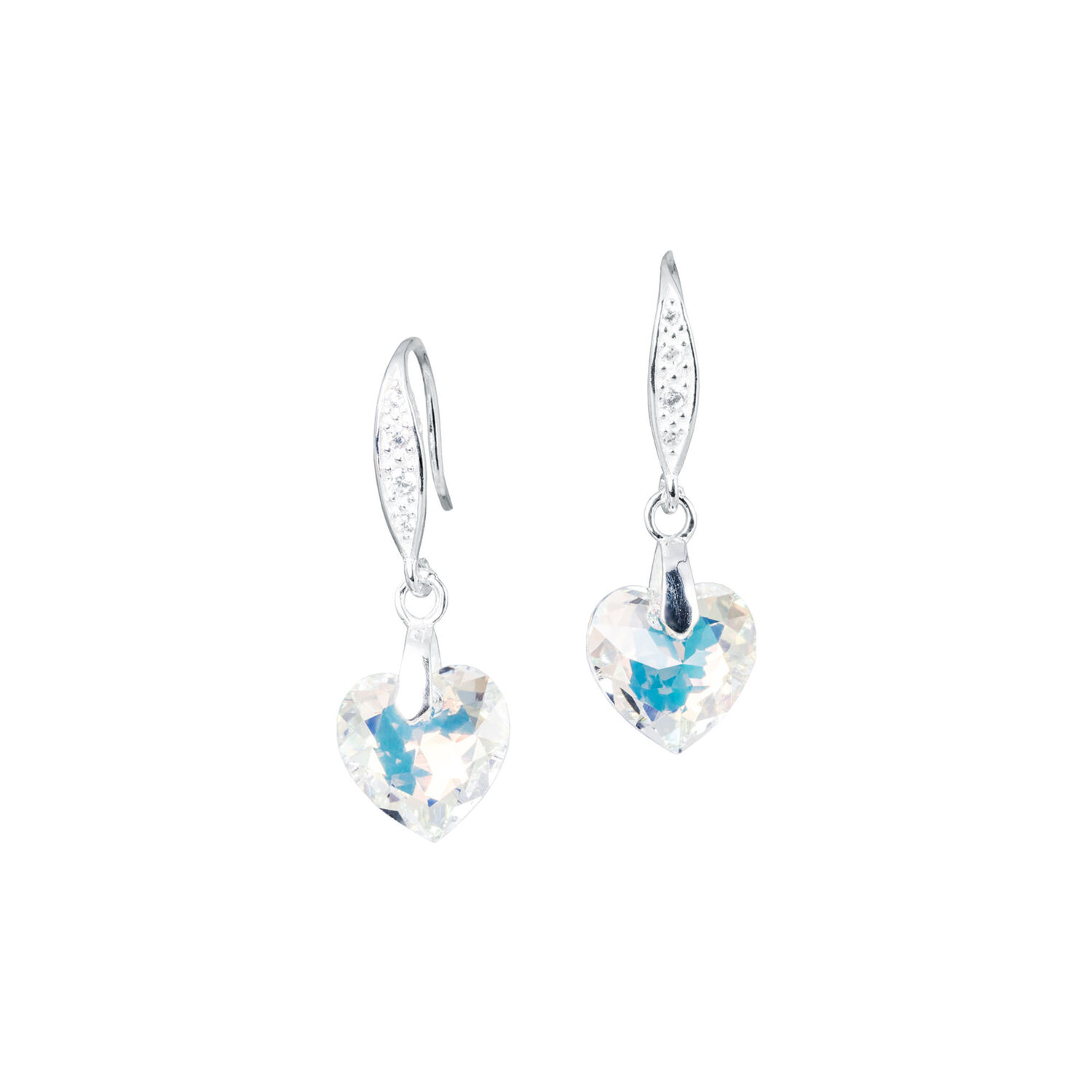 Aros Amor Plata Italiana 925 Y Cristal Genuino Aurora Boreal image number 0.0
