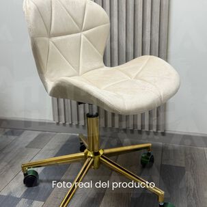 Silla Escritorio Mariposa Felpa Pedestal Dorado