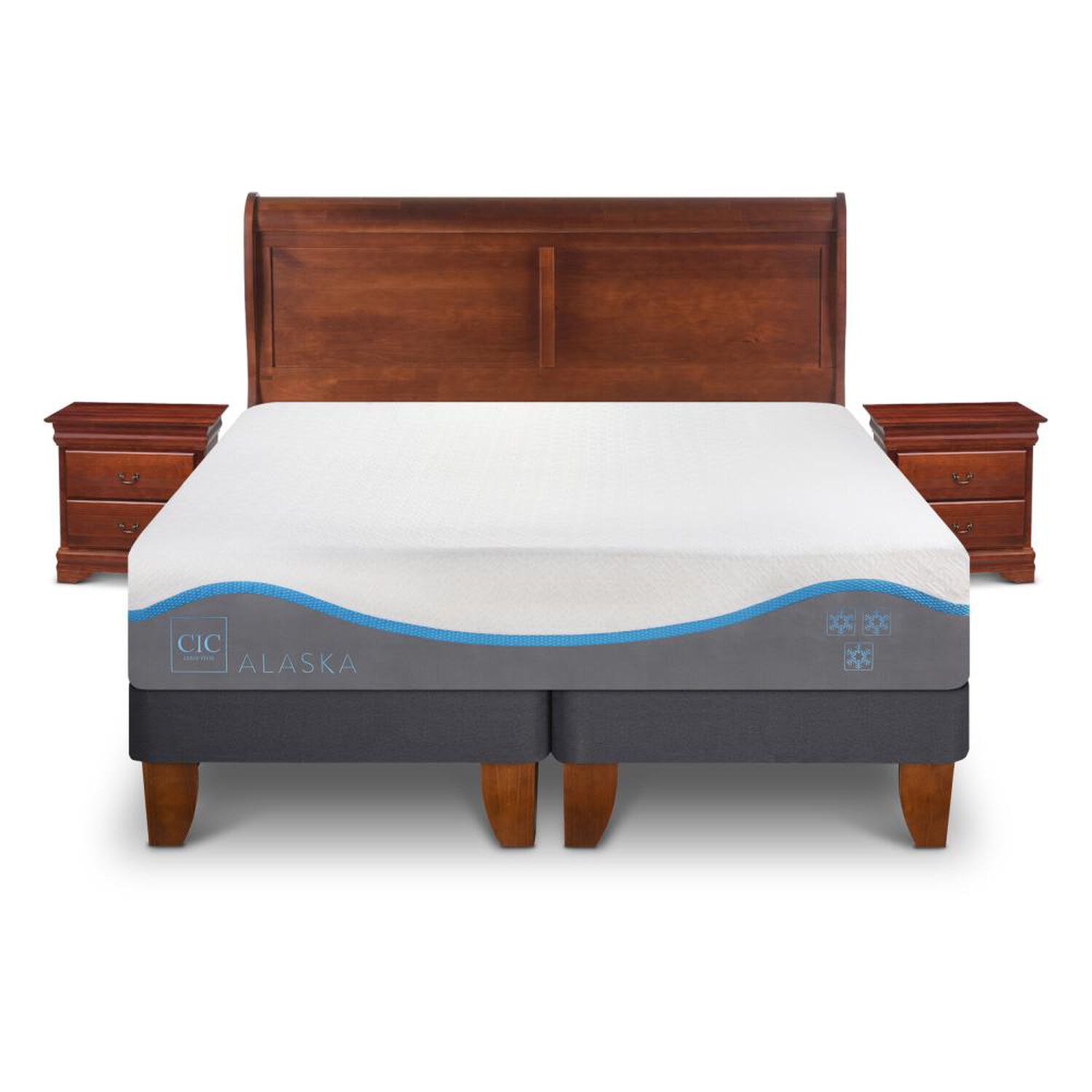 Cama Europea Cic Alaska / 2 Plazas / Base Dividida + Set De Maderas image number 0.0