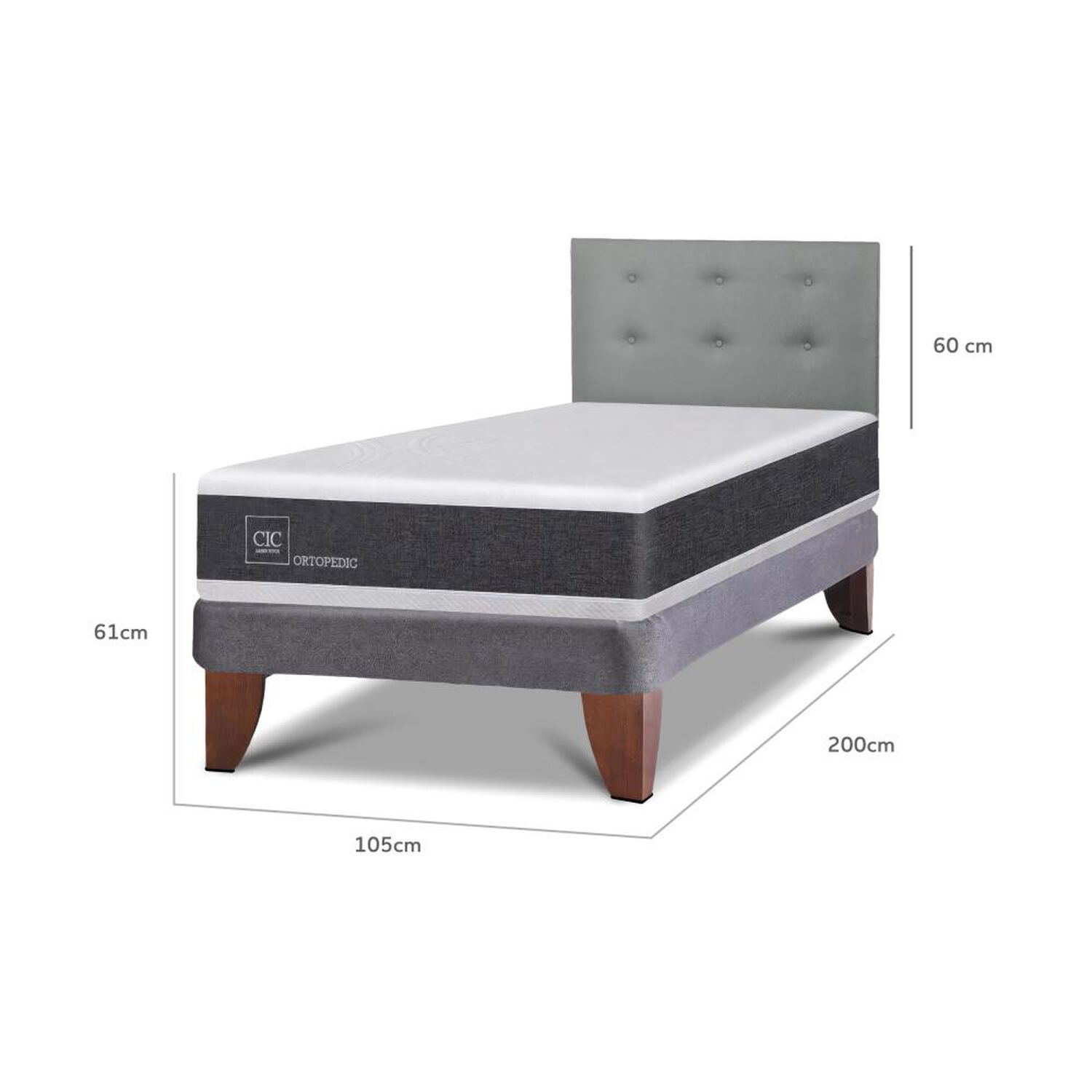 Cama Europea Cic Ortopedic / 1.5 Plazas / Base Normal + Respaldo image number 3.0