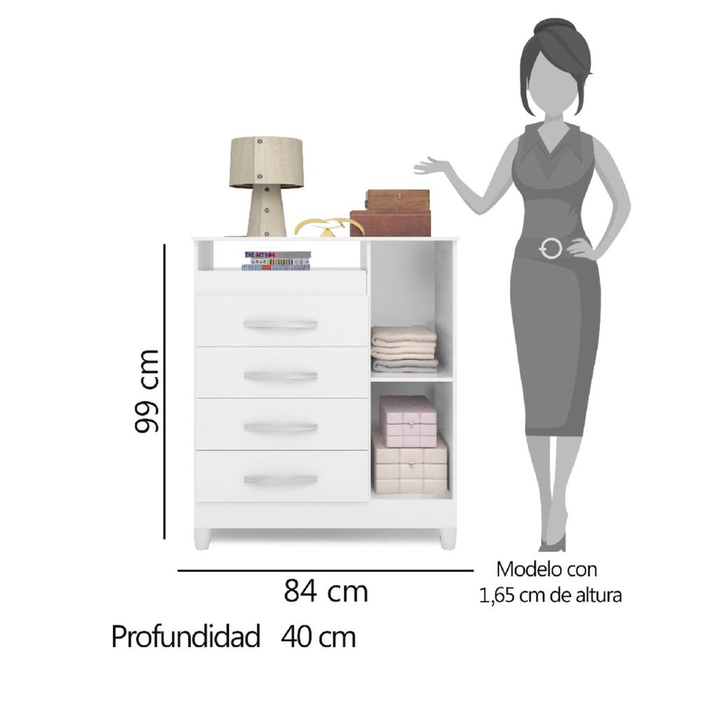 Comoda 4 Cajones 1 Puerta Turqueza Cuadraflex image number 6.0