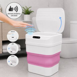 Papelero Basurero Plegable Con Sensor De Apertura Automatico Color Rosa