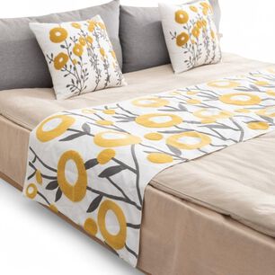  Piecera Bordada 210cm X 70cm + 2 Fundas 45cm X 45cm Para Cama De 2 Plazas O King - Pb4-10