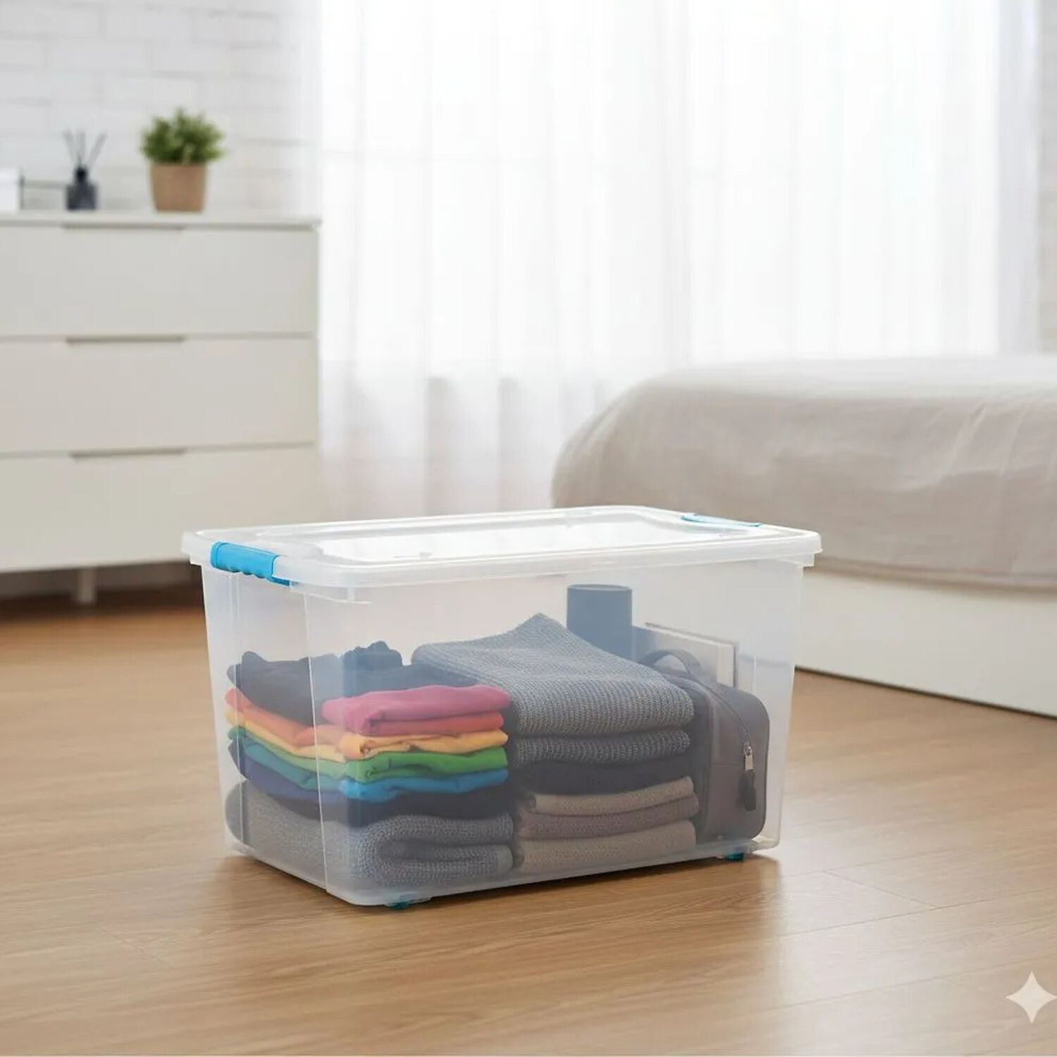 Caja Organizadora Multiusos Almacenamiento Suprema 72 Lts Color Transparente Tapa Azul image number 2.0