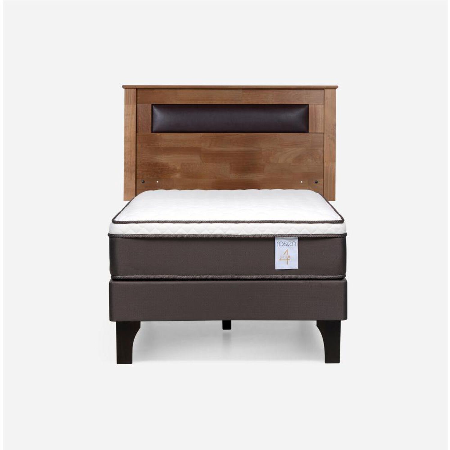 Cama Europea Rosen New Style 4 Plus / 1 Plaza / Base Normal + Respaldo Ferrara image number 0.0