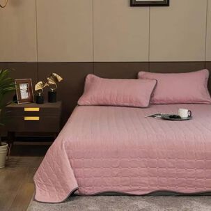 Cubrecama Quilt Cobertor King Rosado Y Gris