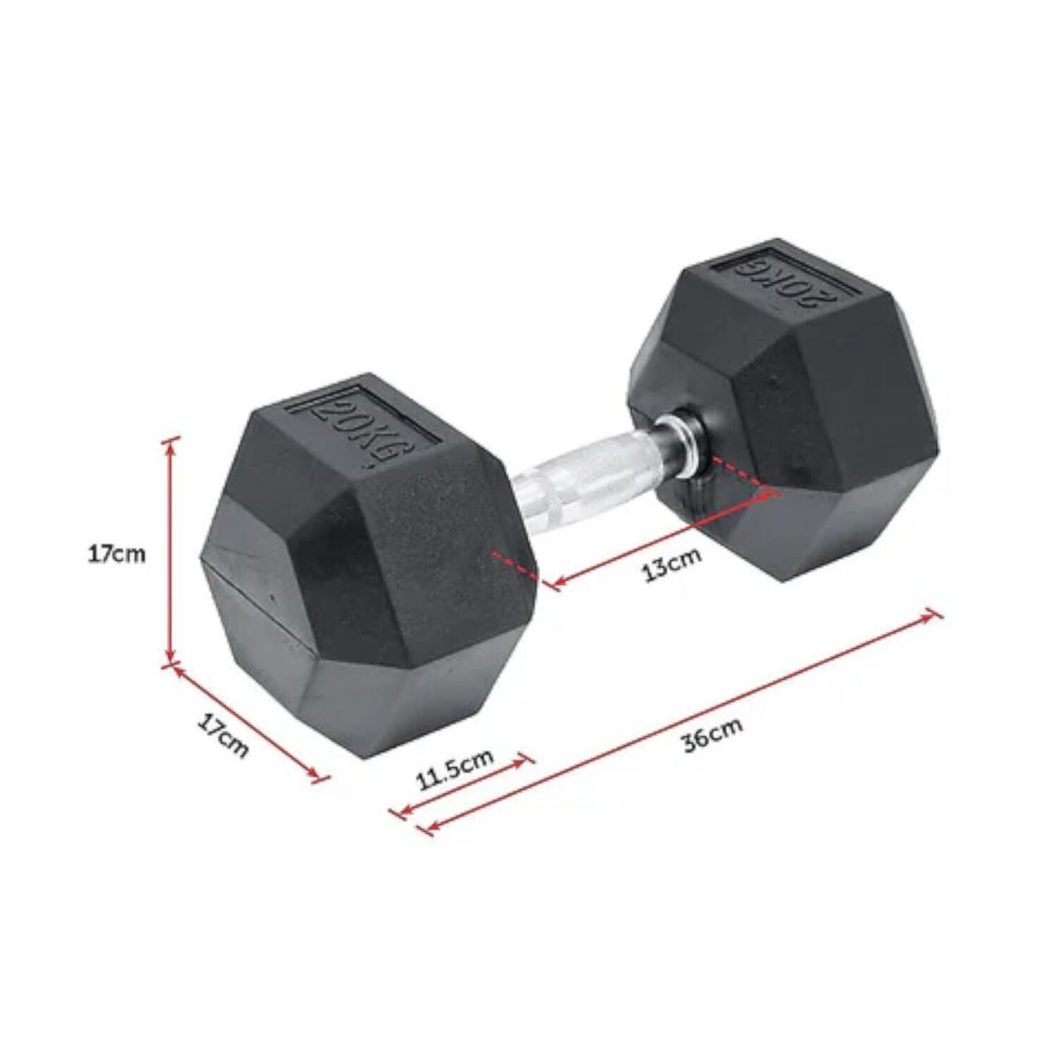 Mancuerna Hexagonal Acero Recubierta Caucho 20 Kg image number 1.0