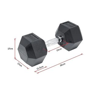 Mancuerna Hexagonal Acero Recubierta Caucho 20 Kg