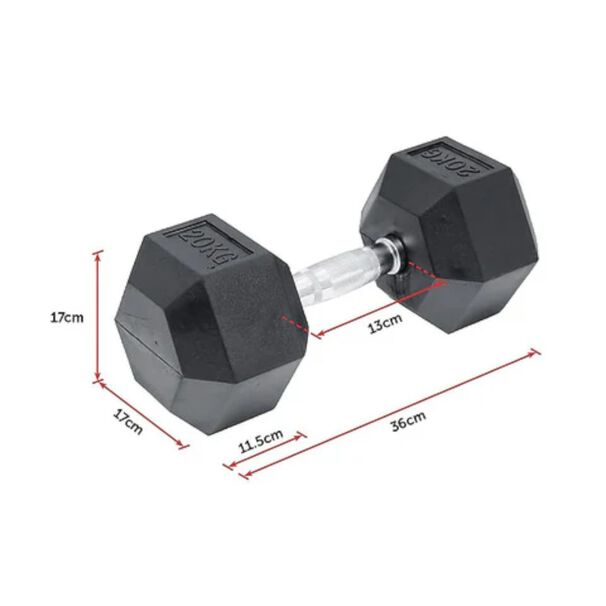 Mancuerna Hexagonal Acero Recubierta Caucho 20 Kg