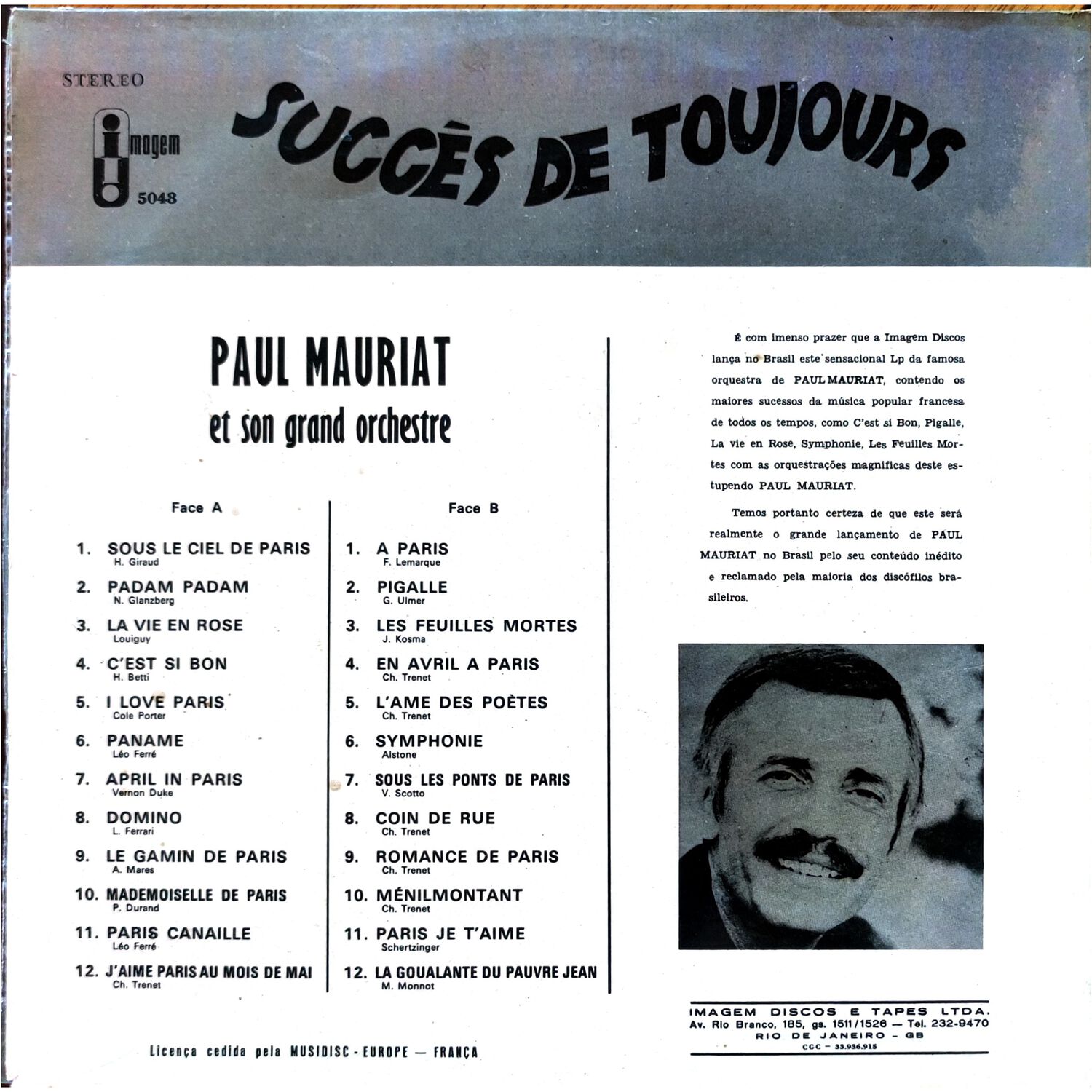 Paul Mauriat - Succ&eacute;s De Toujours | Vinilo Usado image number 1.0