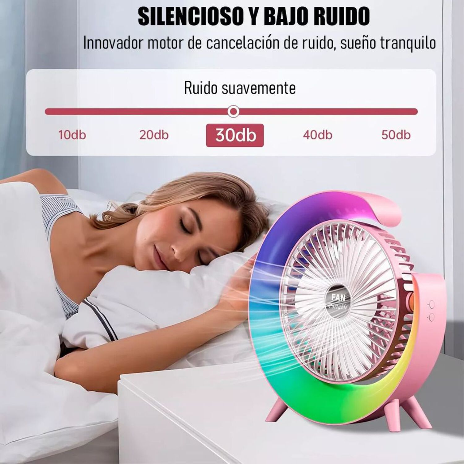 Ventilador Escritorio Port&aacute;til Usb Con L&aacute;mpara Luces Led Colores image number 6.0