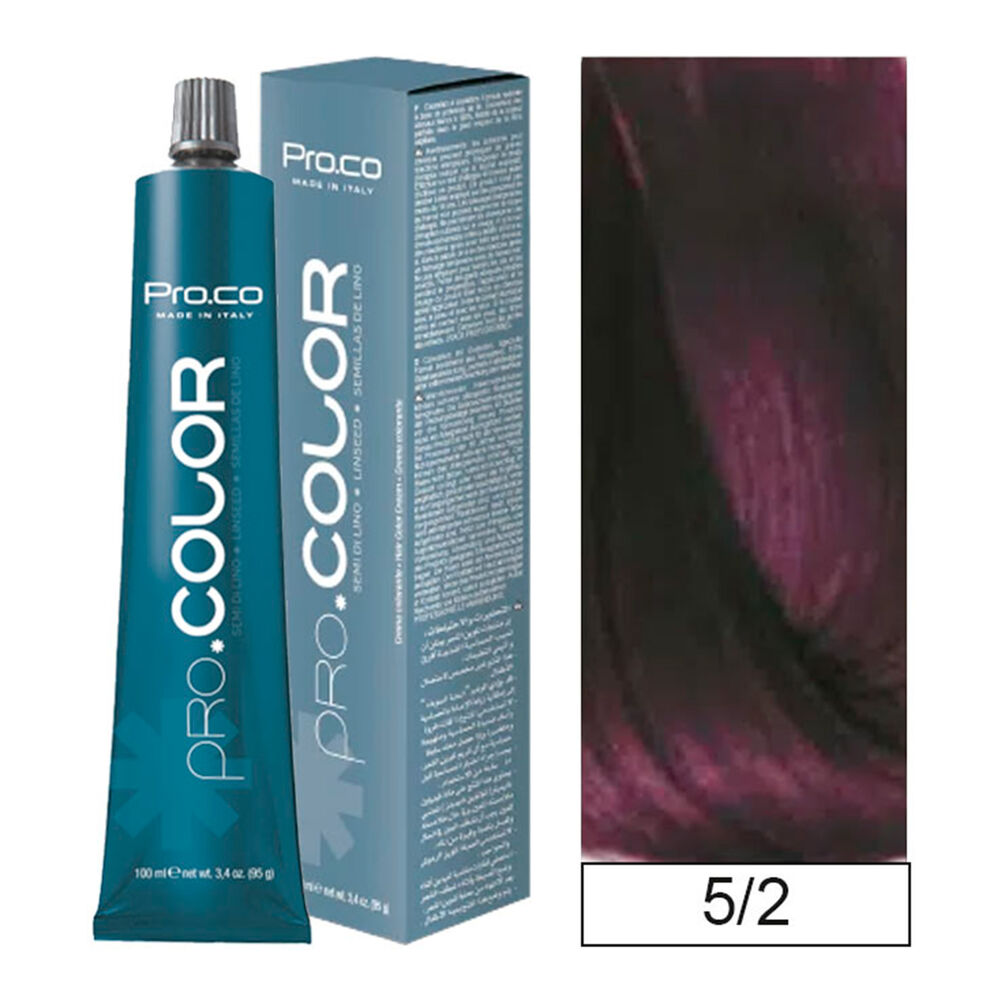 Pro.color - Tintura Permanente 5/2 Casta&ntilde;o Claro Morado 100ml + Oxidante image number 0.0