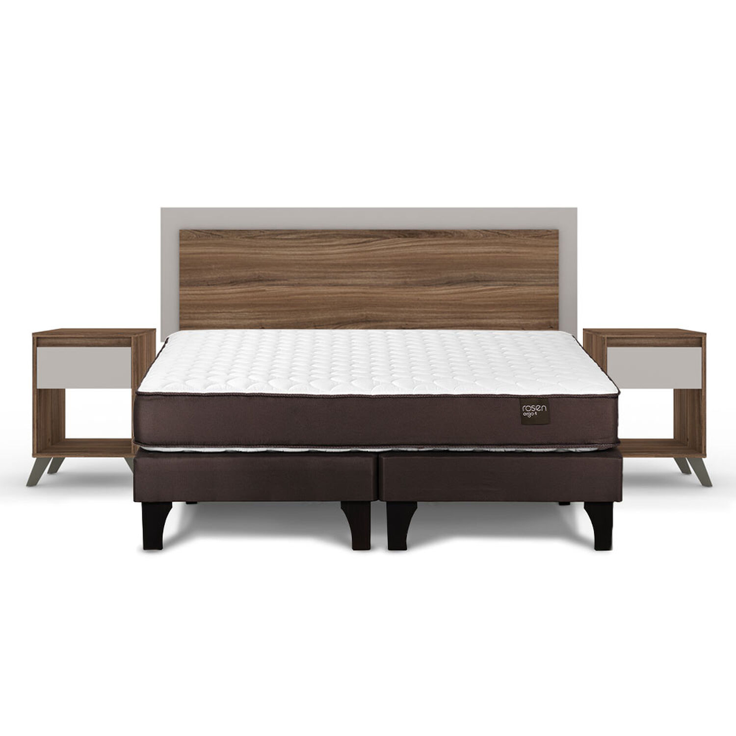 Cama Europea Rosen Ergo T / 2 Plazas / Base Dividida + Set de Maderas Milan image number 0.0