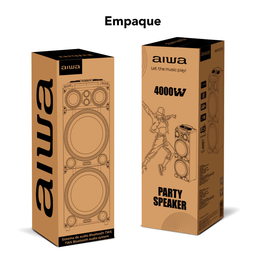 Parlante Bluetooth Torre Karaoke Aiwa 4000w Tws Aw-poc15 Negro image number 9.0