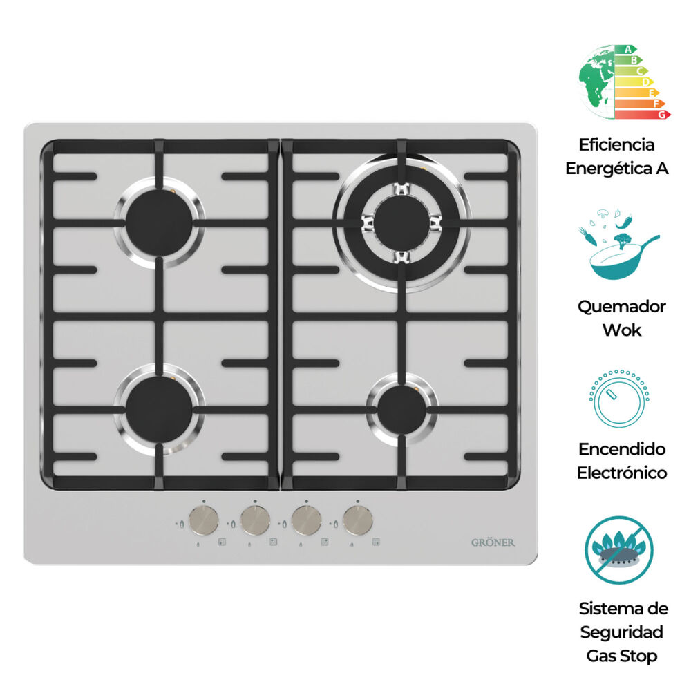 Encimera A Gas Groner Inox 4q image number 0.0