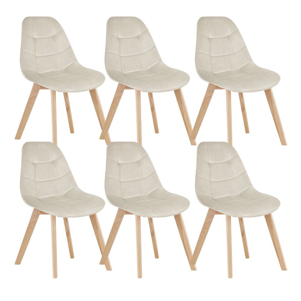 Pack 6 Sillas Capitonne Velvet Beige image number 0.0