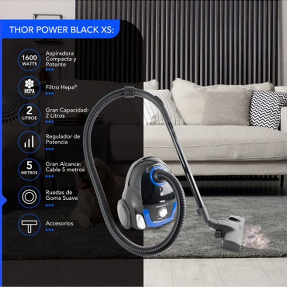 Aspiradora De Arrastre Bolsa 1600w Thor Power Black Xs image number 8.0