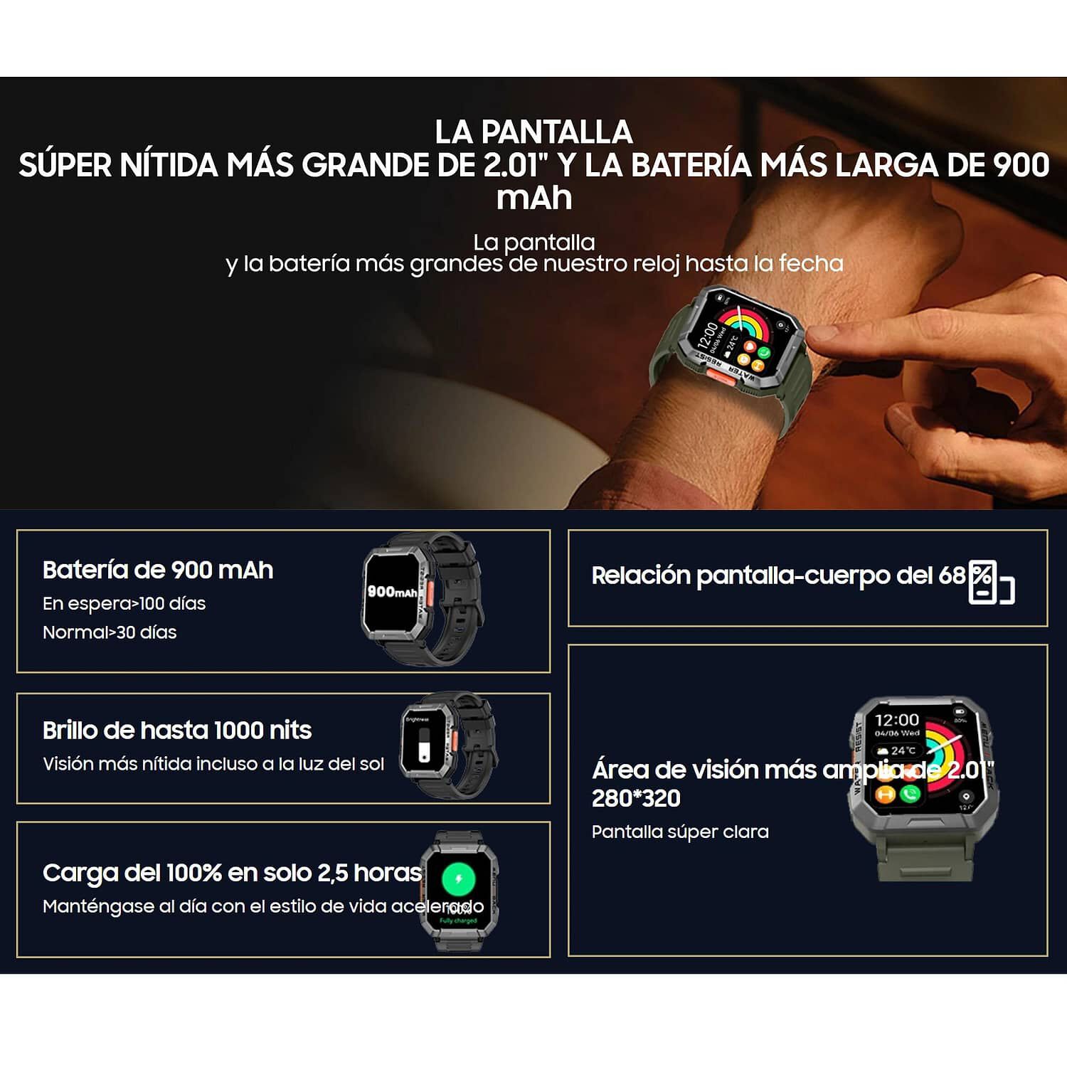 Blackview W60 Resistente Reloj Inteligente Smartwatch Band image number 5.0