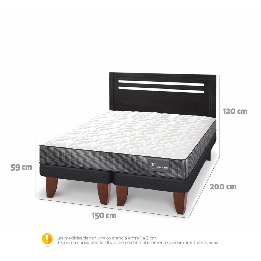 Cama Europea Cic Anatomic / 2 Plazas / Base Dividida + Respaldo image number 4.0