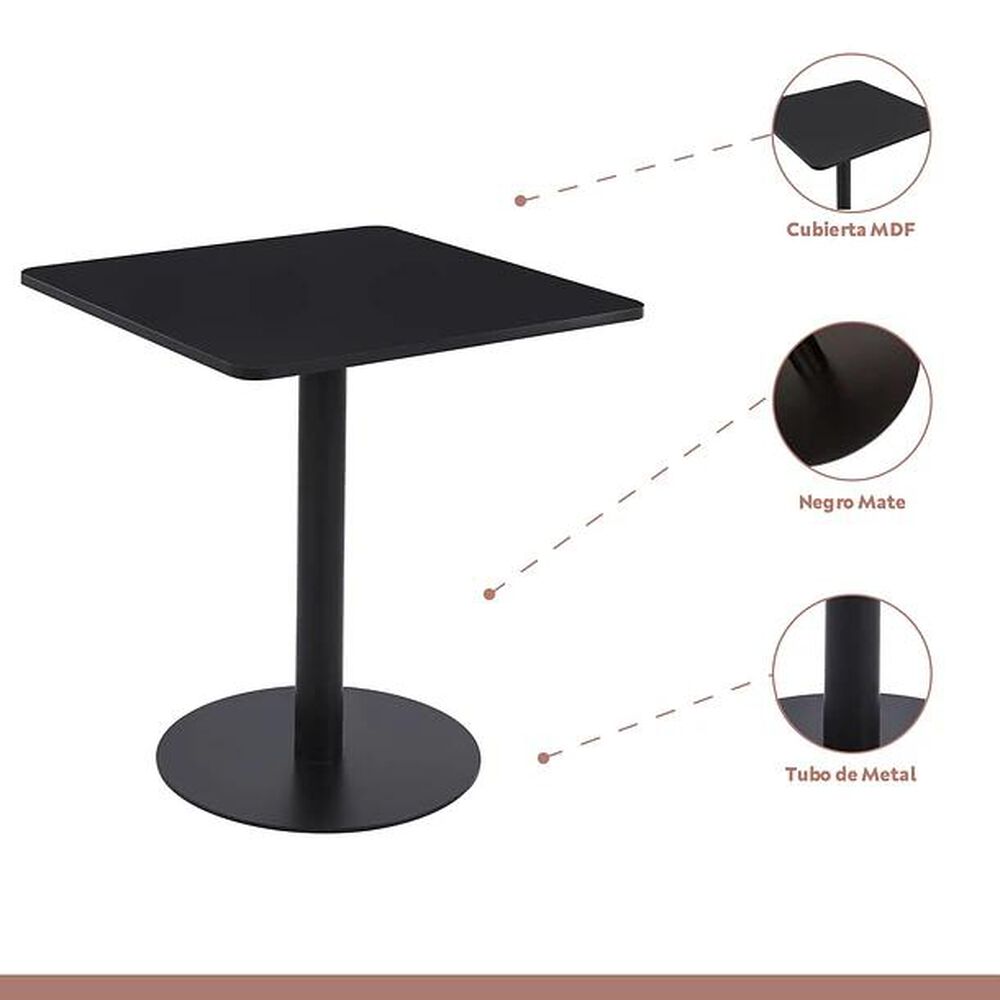 Mesa Restaurant 70x70 Tubo Metal Cubierta Mdf + 4 Sillas Crossback Danubio - Negra image number 3.0