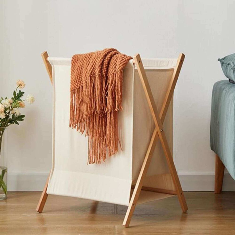 Cesto Plegable Para Ropa De Bambú Beige image number 3.0