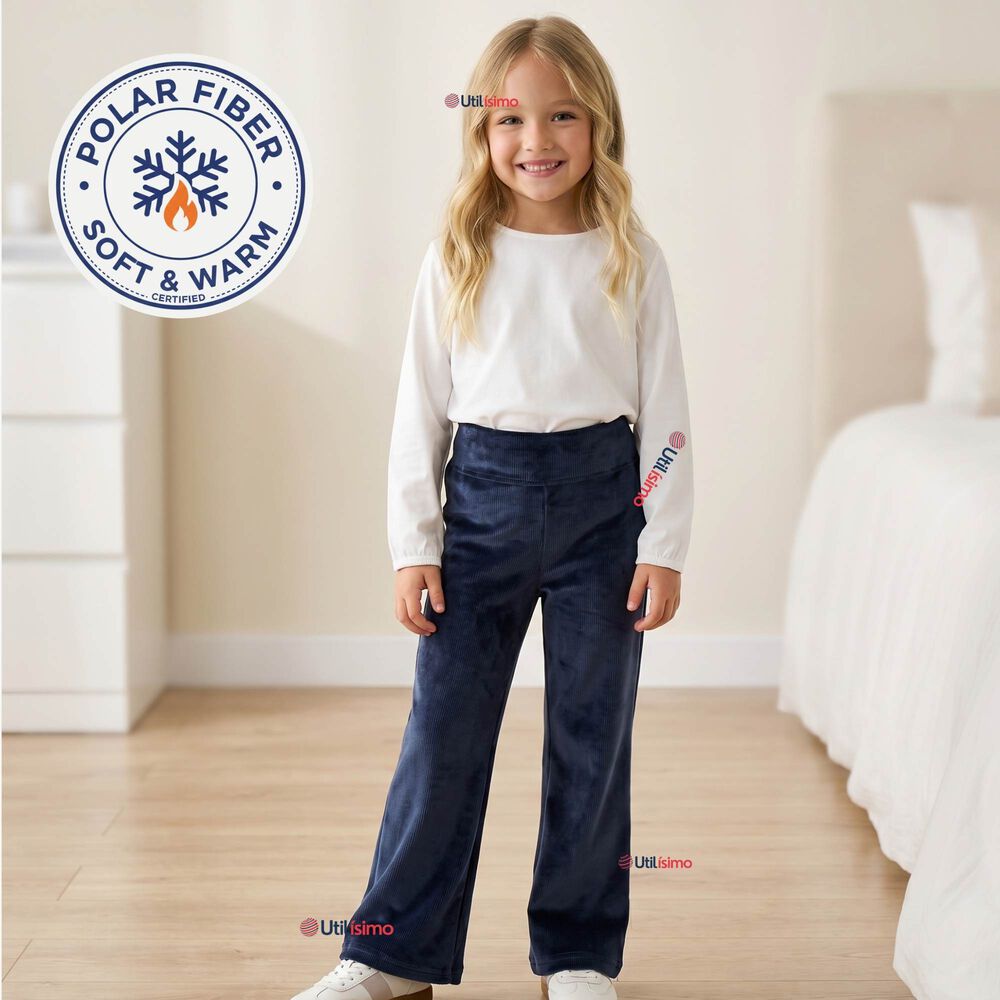 Calza Pantal&oacute;n Palazzo Ni&ntilde;a Polar Con Chiporro Elasticada T&eacute;rmica Navy Blue image number 0.0