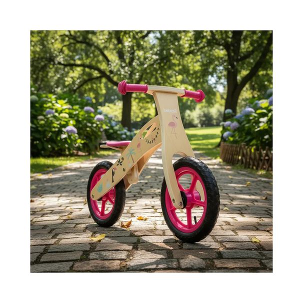 Bicicleta De Equilibrio Aprendizaje Madera Flamenco Rosa