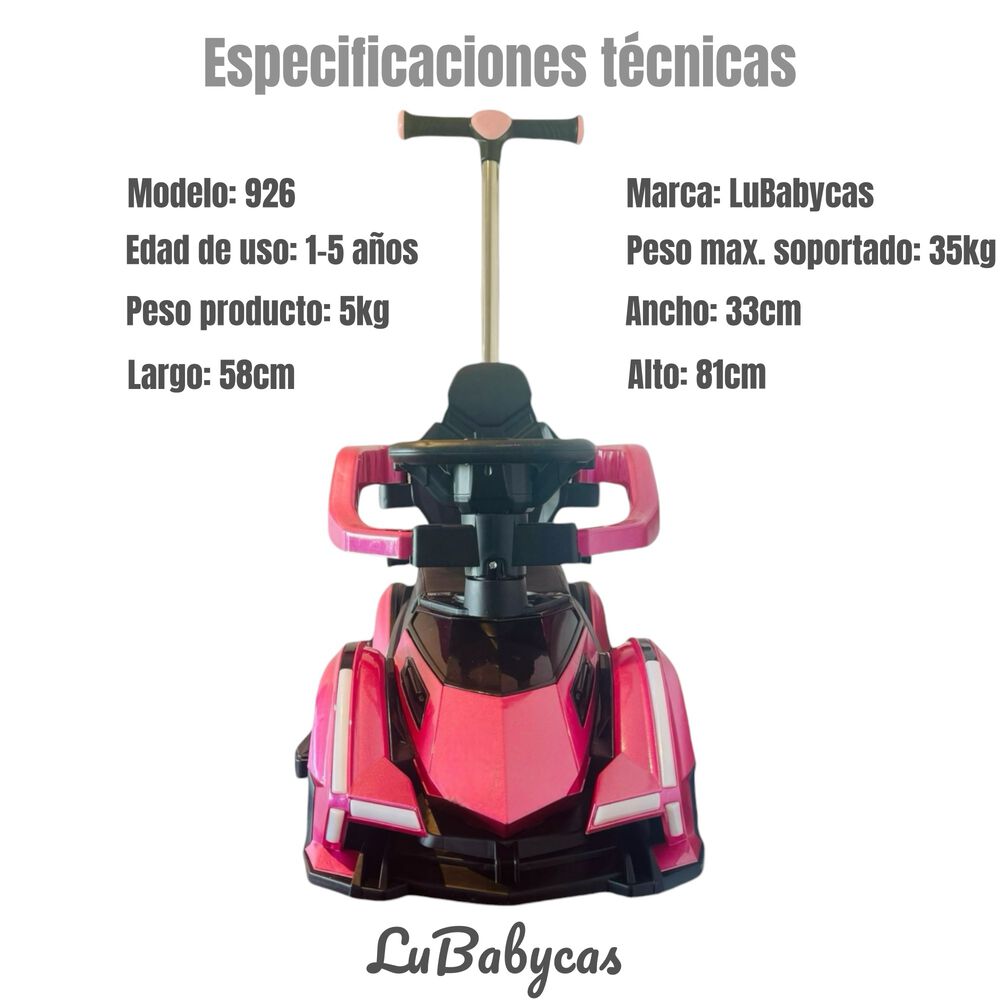 Correpasillo Andador Auto Con Manilla Lubabycas Rosado image number 7.0
