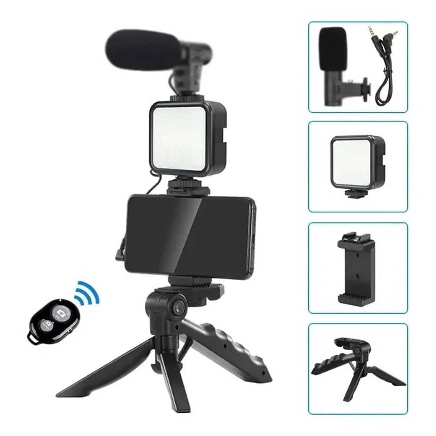 Kit Grabaci&oacute;n Micr&oacute;fono Luz Led Tr&iacute;pode Soporte image number 1.0
