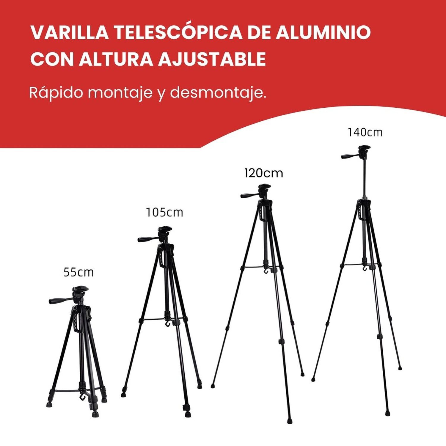 Tr&iacute;pode Profesional Para C&aacute;mara, Celular, Video image number 4.0