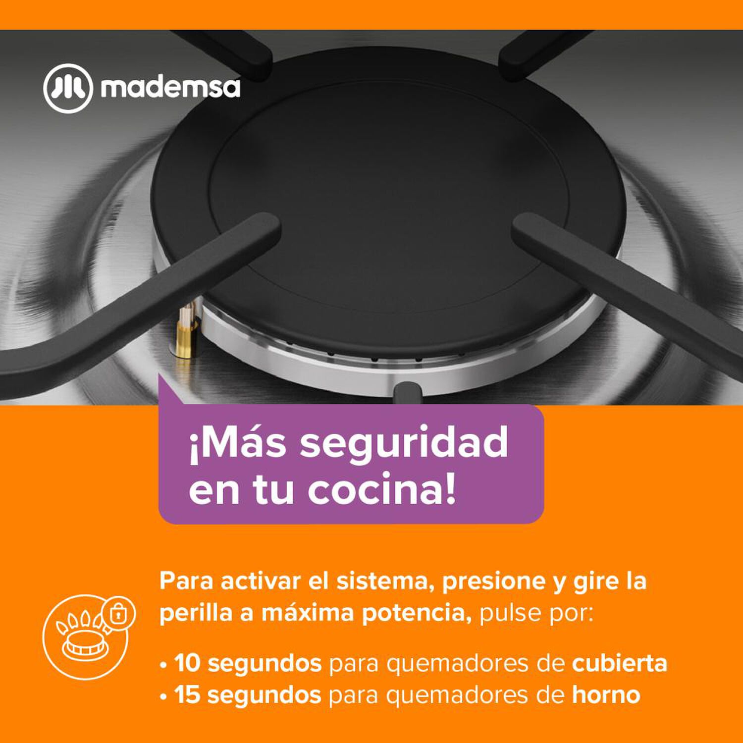 Cocina A Gas Mademsa MV 120 T / 4 Quemadores image number 7.0