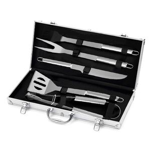 Kit Parrillero 5 Piezas Acero Inoxidable Maleta Bbq