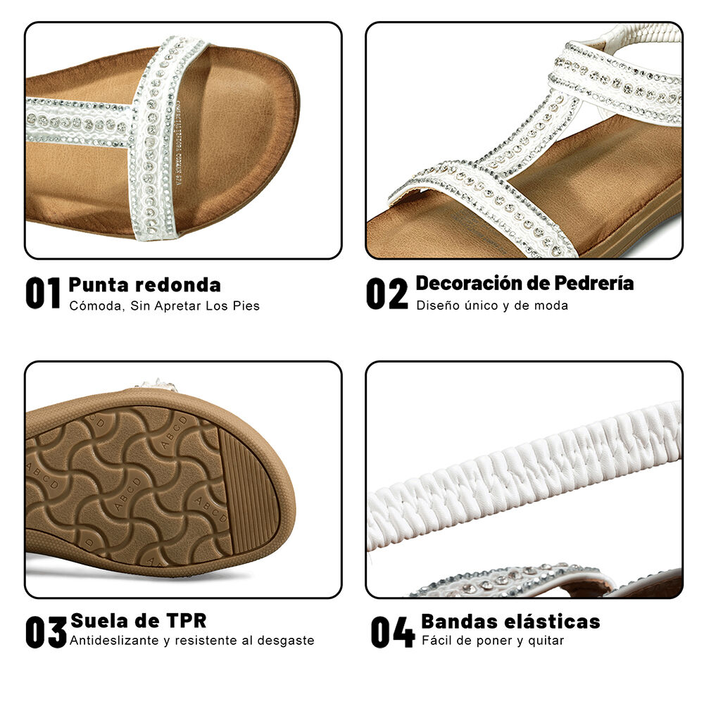 Sandalia Casual Plana Pedrer&iacute;a Mujer Weide Jn721 image number 8.0