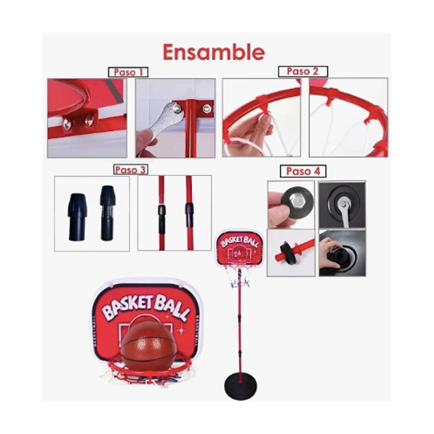 Soporte Baloncesto Altura Ajustable Ni&ntilde;os + Bal&oacute;n + Inflador image number 1.0